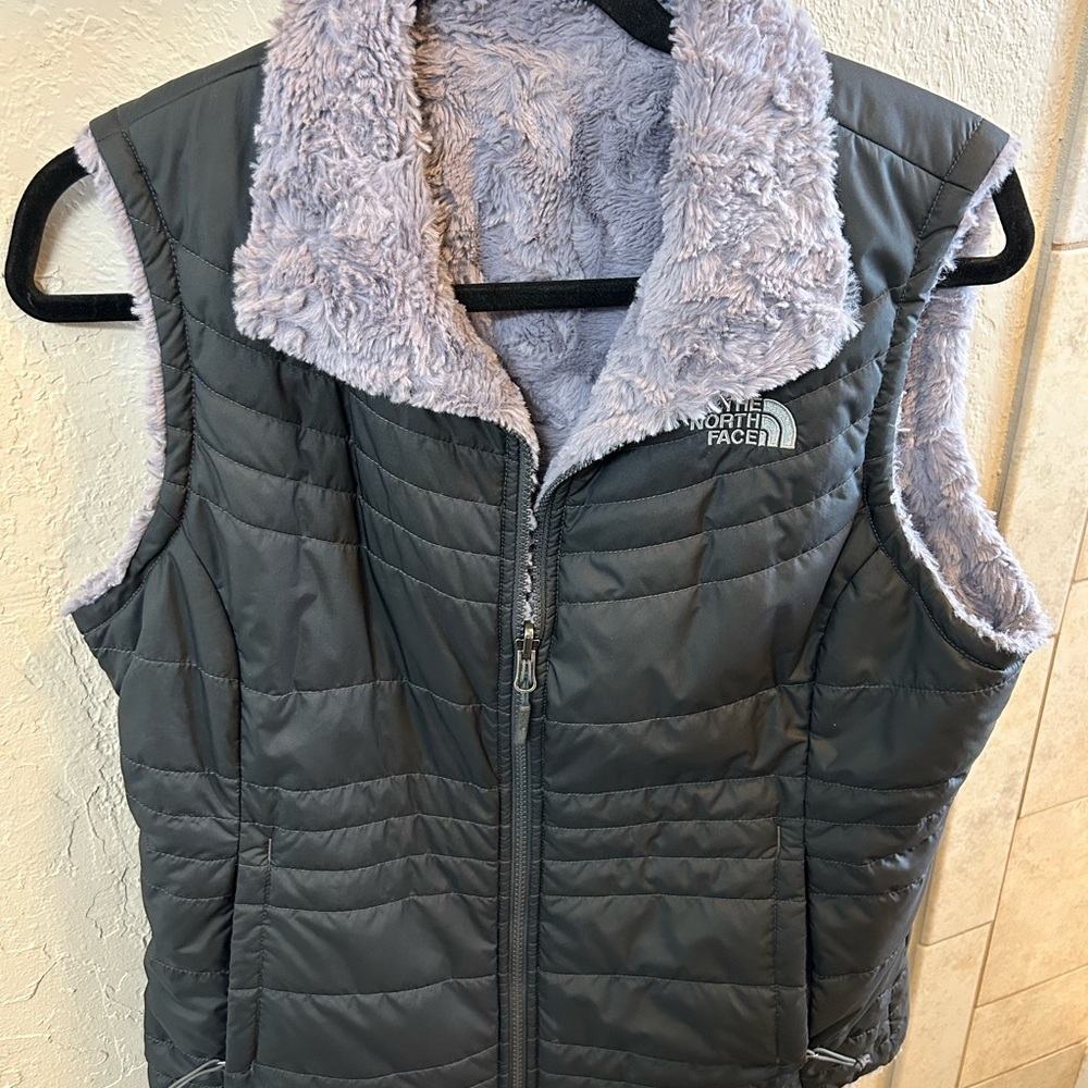 The North Face Charcoal and Cream Fleece-Lined Vest